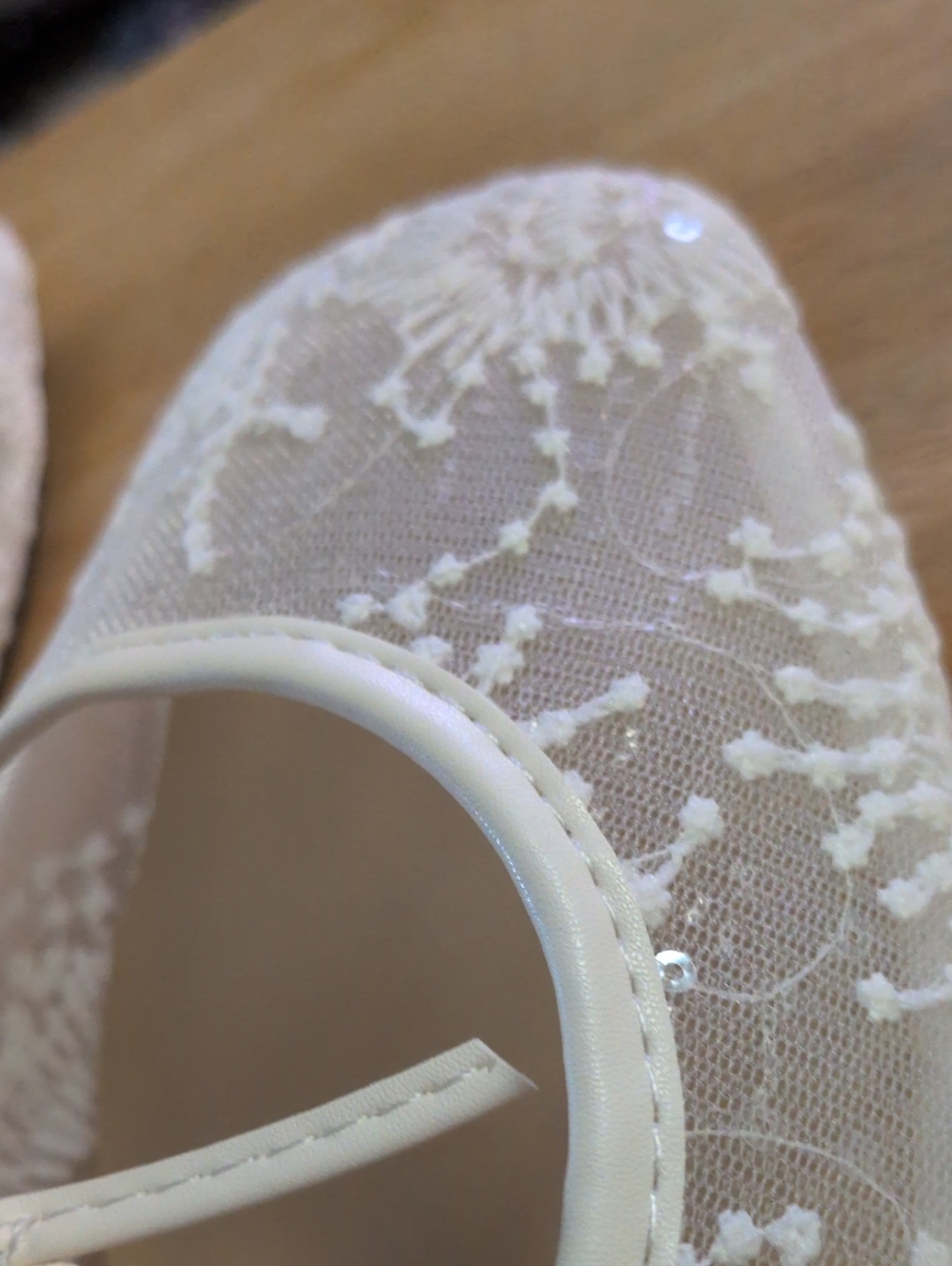 Lace With Sequin Off White Ballet Flats Size EUR 39 - Picture 4 of 4